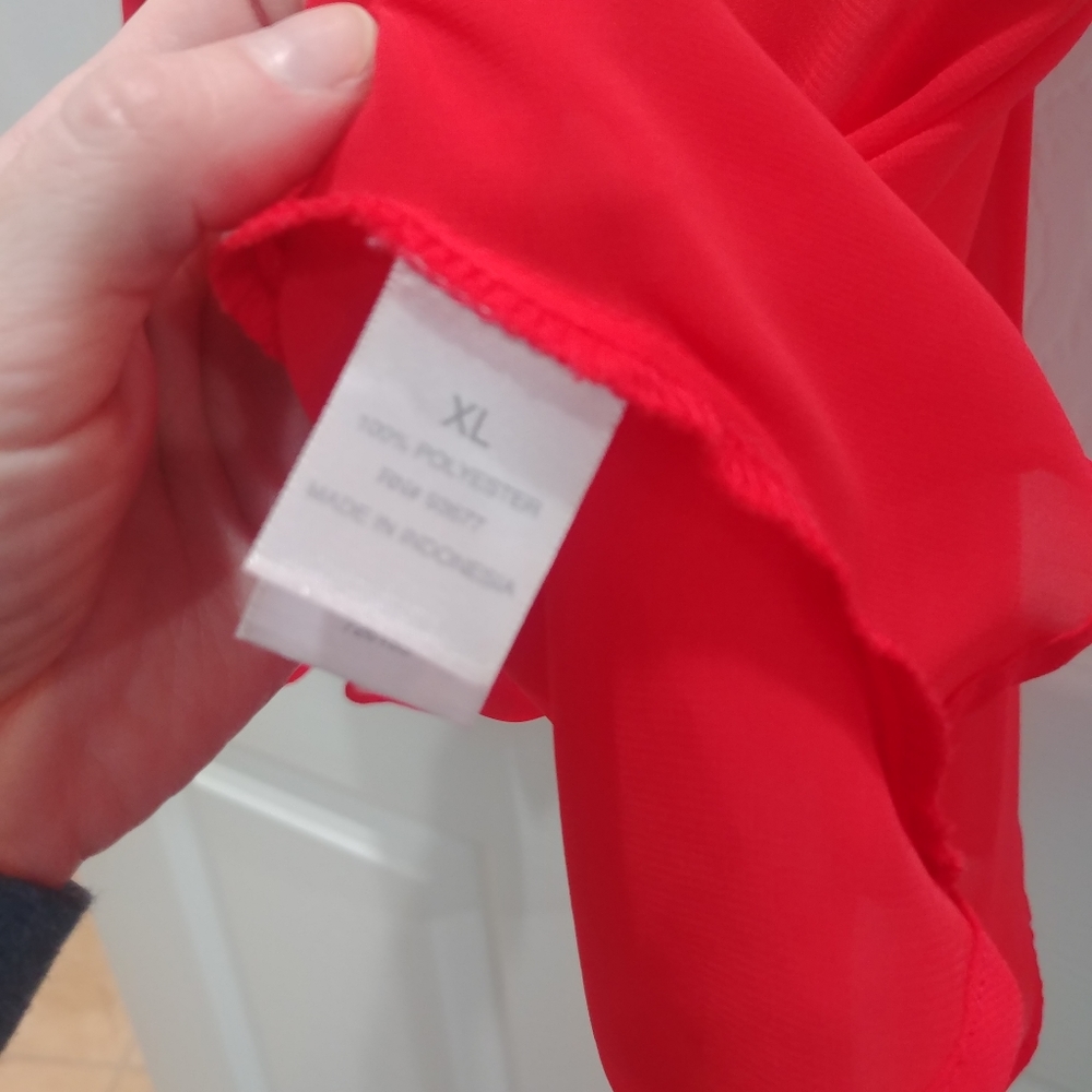 Bisou bright red tank blouse scoop neck with peplum size XL - Picture 5 of 7